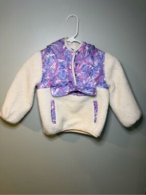 1 Madison Cream Sherpa Pullover with Purple Tie-Dye Hood